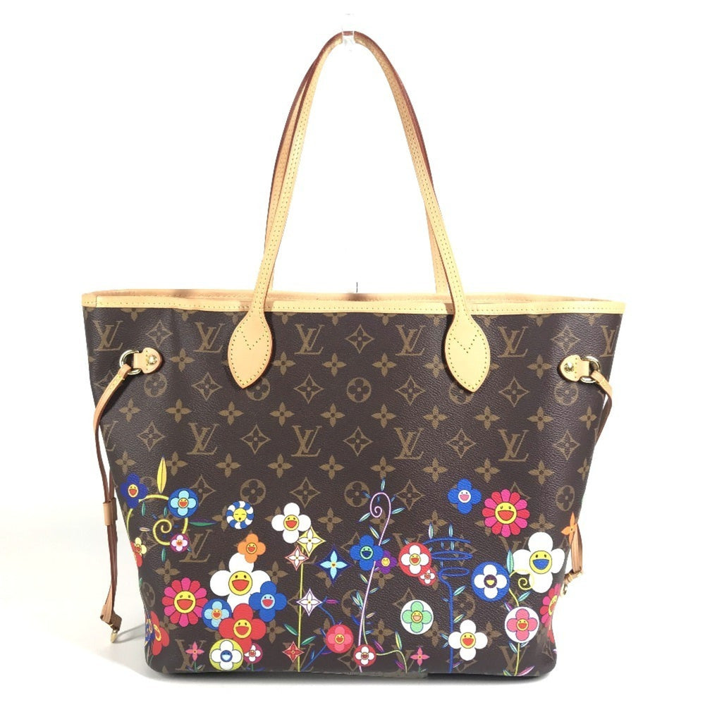 LOUIS VUITTON M13271 LV x TM Takashi Murakami Superflat Neverfull MM Bag Tote Shoulder Handbag with Pouch Monogram Canvas Men's Women's Brown — Like New