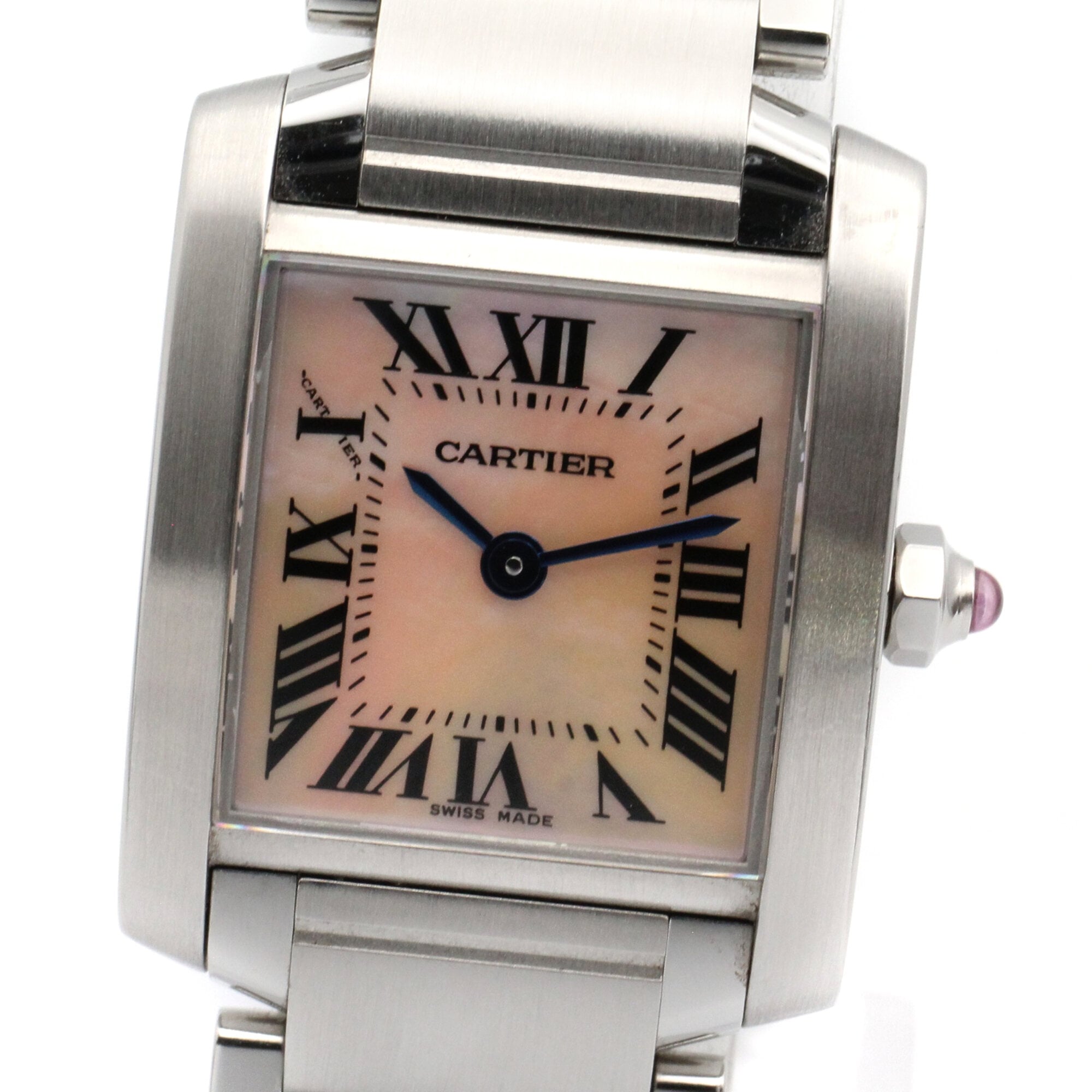 Cartier Tank Française SM Watch, Stainless Steel, Ladies, Pink/Pink Shell, W51028Q3 — Very Good