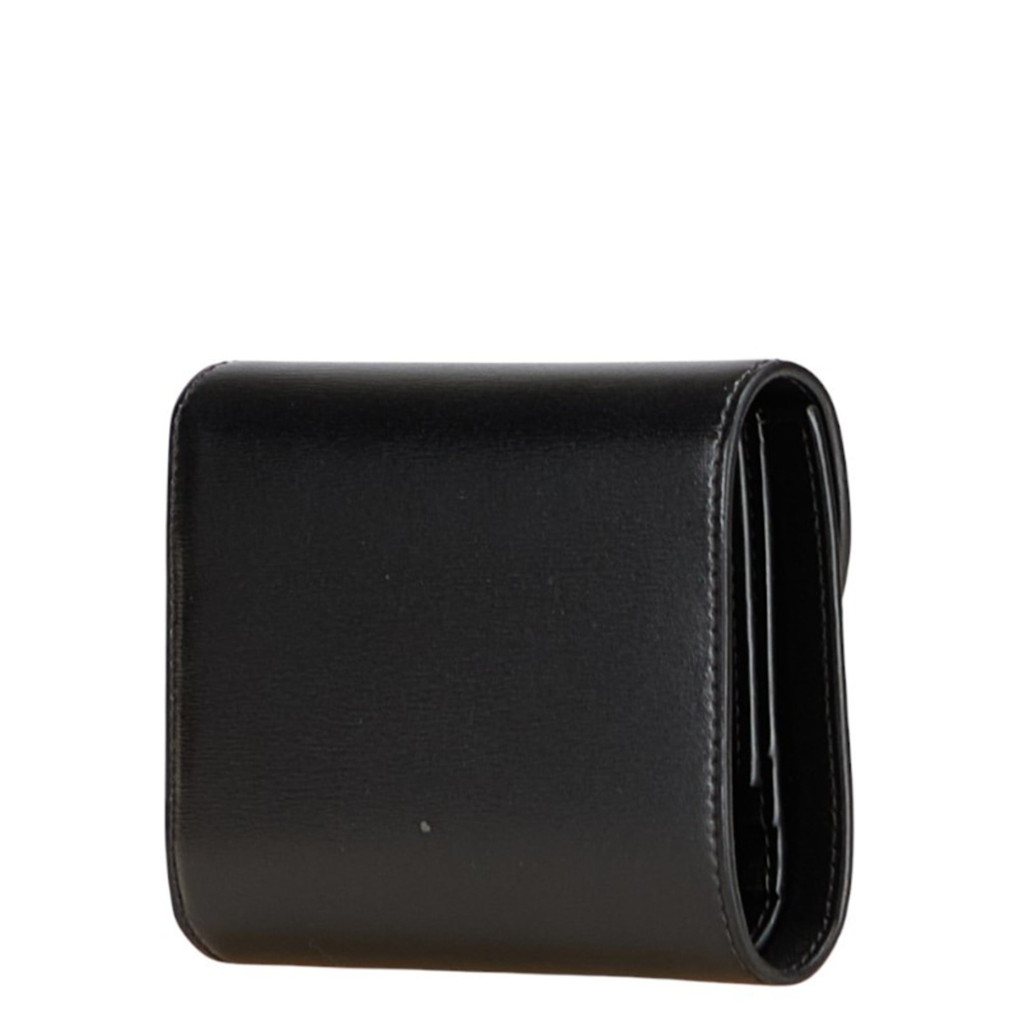 Celine Triomphe Small Flap Wallet, Tri-fold Black Leather, Women's, CELINE