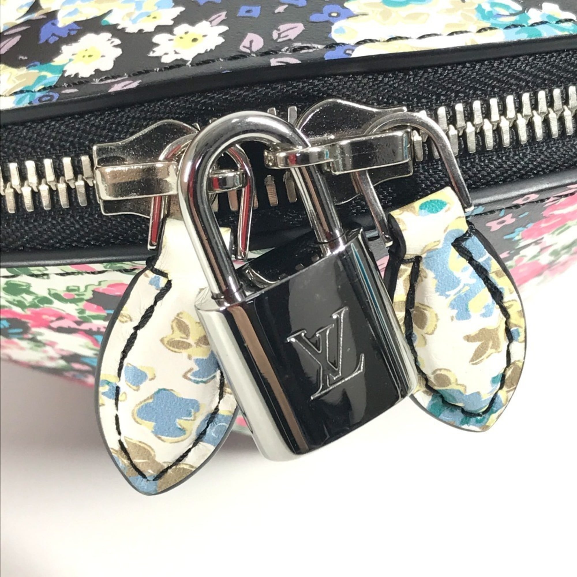 LOUIS VUITTON Floral Print Tupi Shoulder Bag in Black Leather, Unisex — Like New
