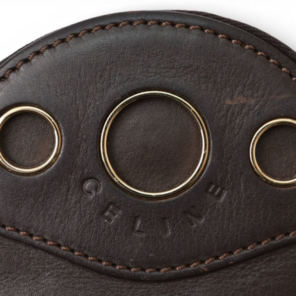 Celine coin case, circle-shaped, dark brown