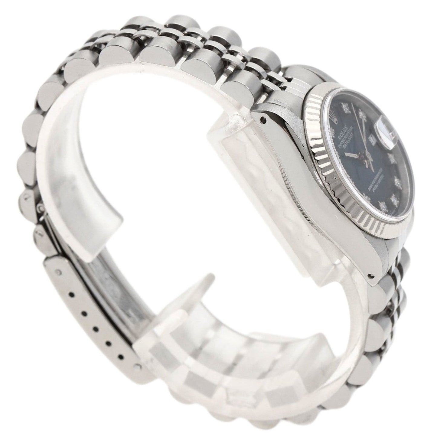 Rolex 69174G Datejust 10P Diamond Blue Gradient Watch Stainless Steel SS K18WG Ladies ROLEX