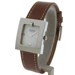 Hermès BE1.110 Women's Stainless Steel and Leather Strap Watch, 2002, Quartz Movement, Analog Display, White Dial — Good