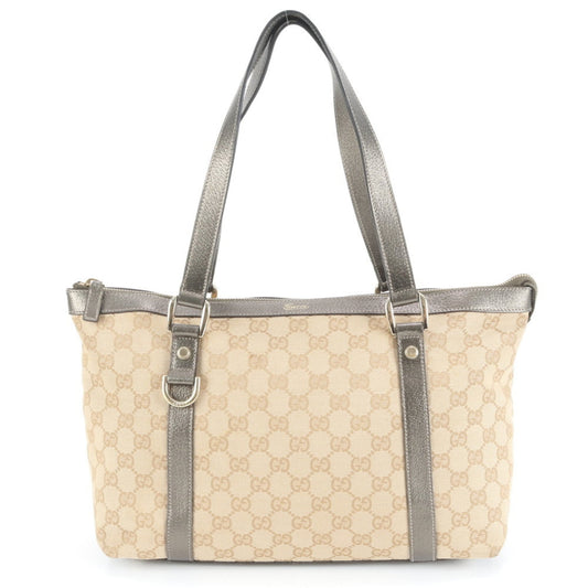 Gucci GG Canvas Abbey 141470 Leather Tote Bag Shoulder Handbag Women's