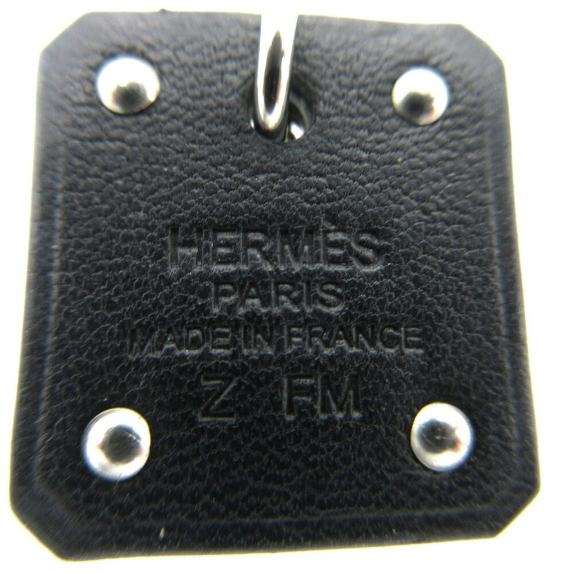 Unused Hermes As de Coeur Heart Earrings Leather/Metal Black/Silver Z Stamp 0268HERMES — New - Store Return