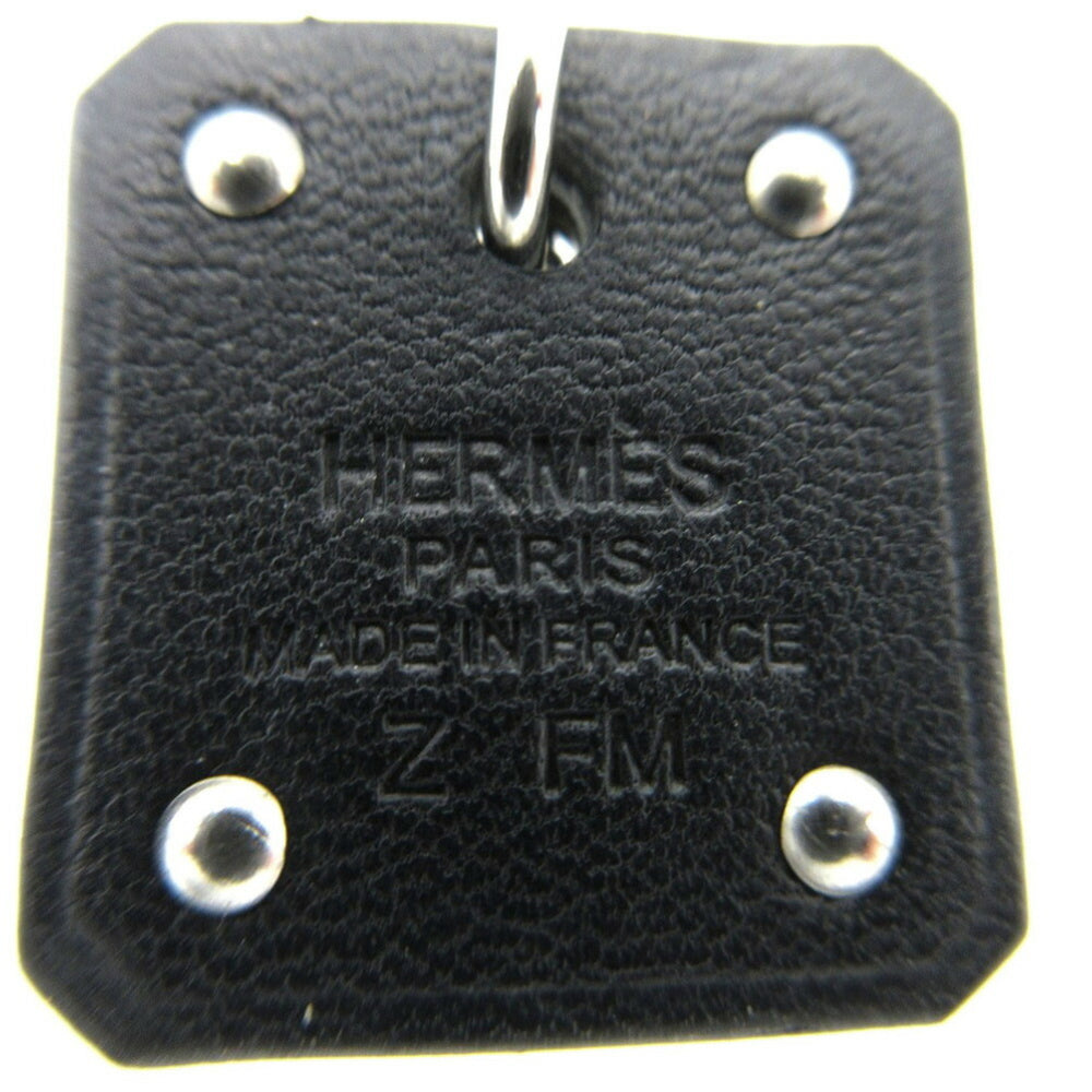 Unused Hermes As de Coeur Heart Earrings Leather/Metal Black/Silver Z Stamp 0268HERMES — New - Store Return