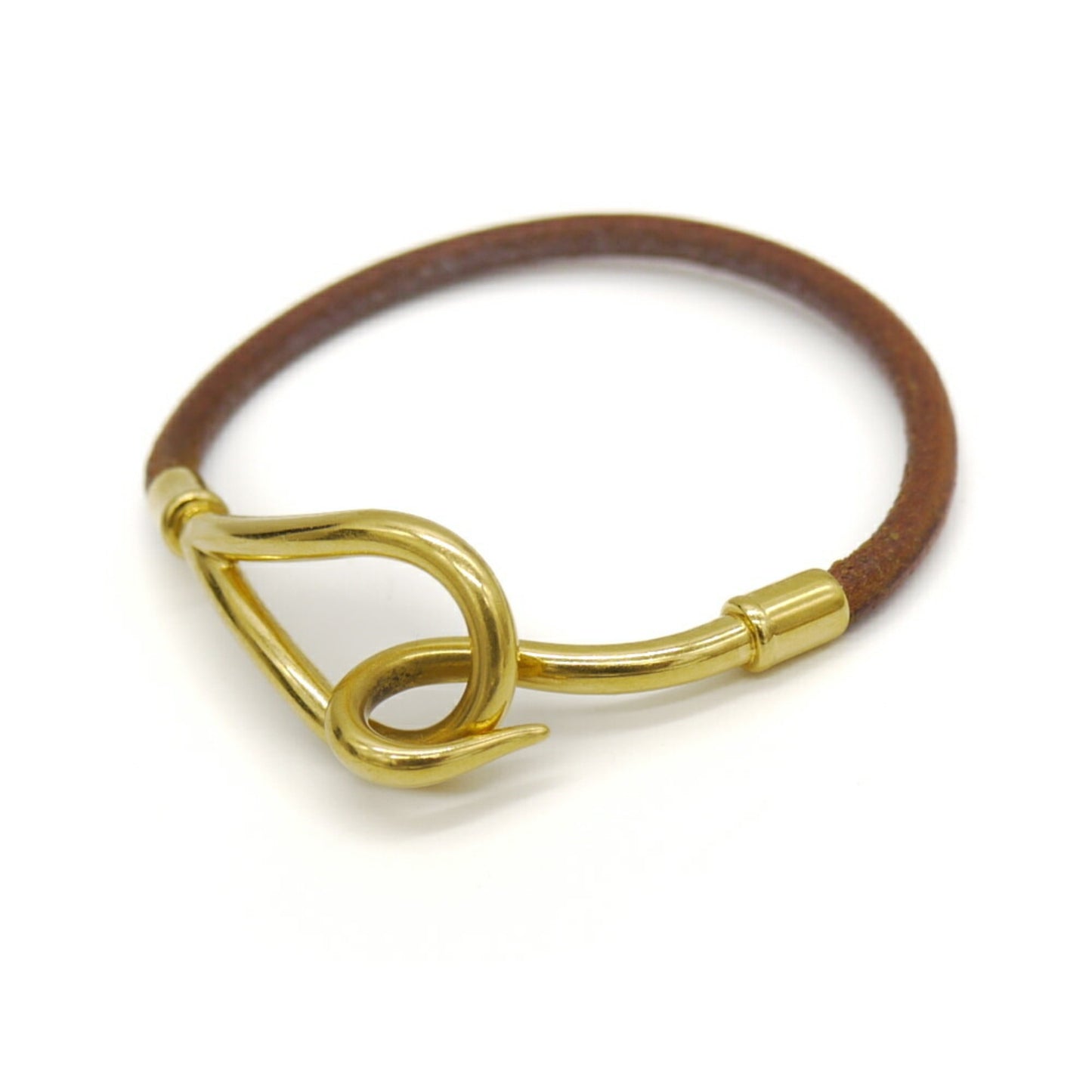 HERMES Jumbo Bracelet Leather Brown