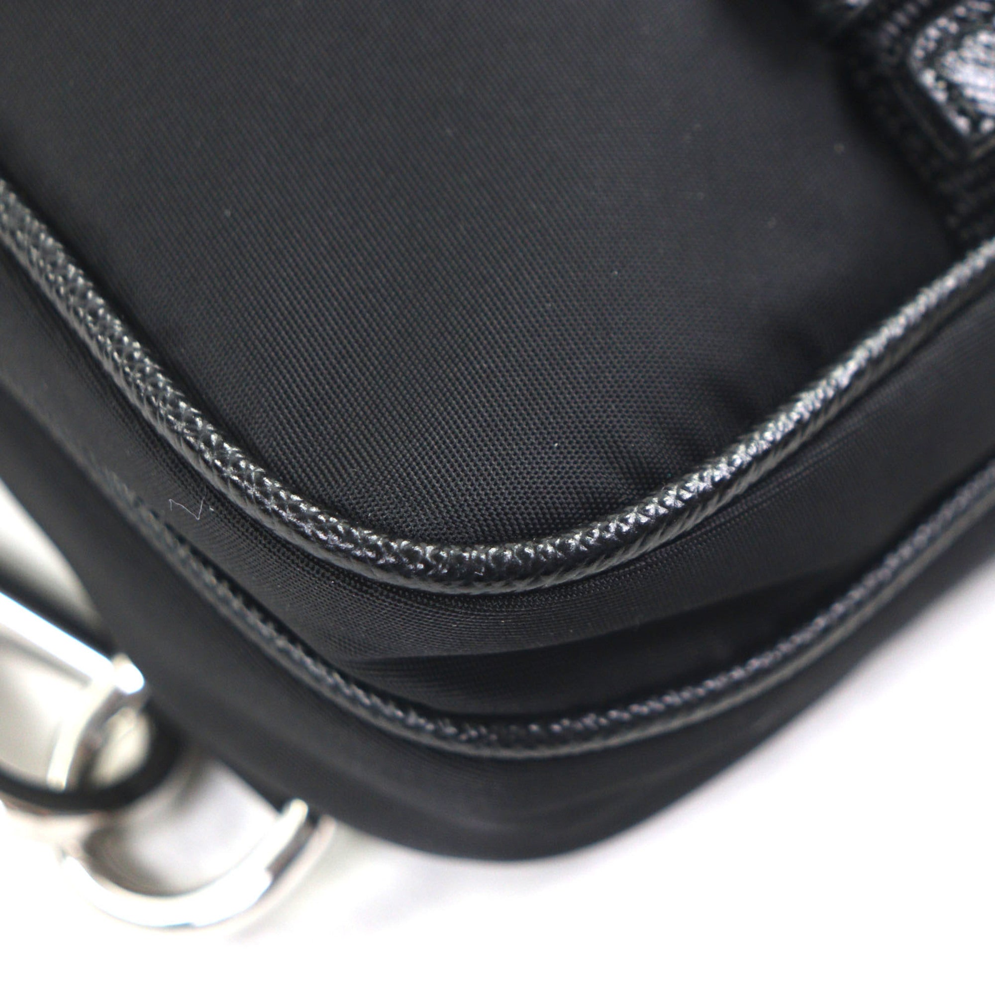 PRADA 2ZH194 Saffiano Leather Nylon Re-Nylon Triangle Logo Plate Smartphone Case Body Bag Black Silver Hardware Made in Italy Men's — Like New