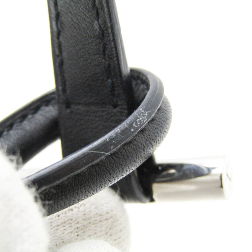 Hermes Leather,Metal Bangle Black,Silver — Like New