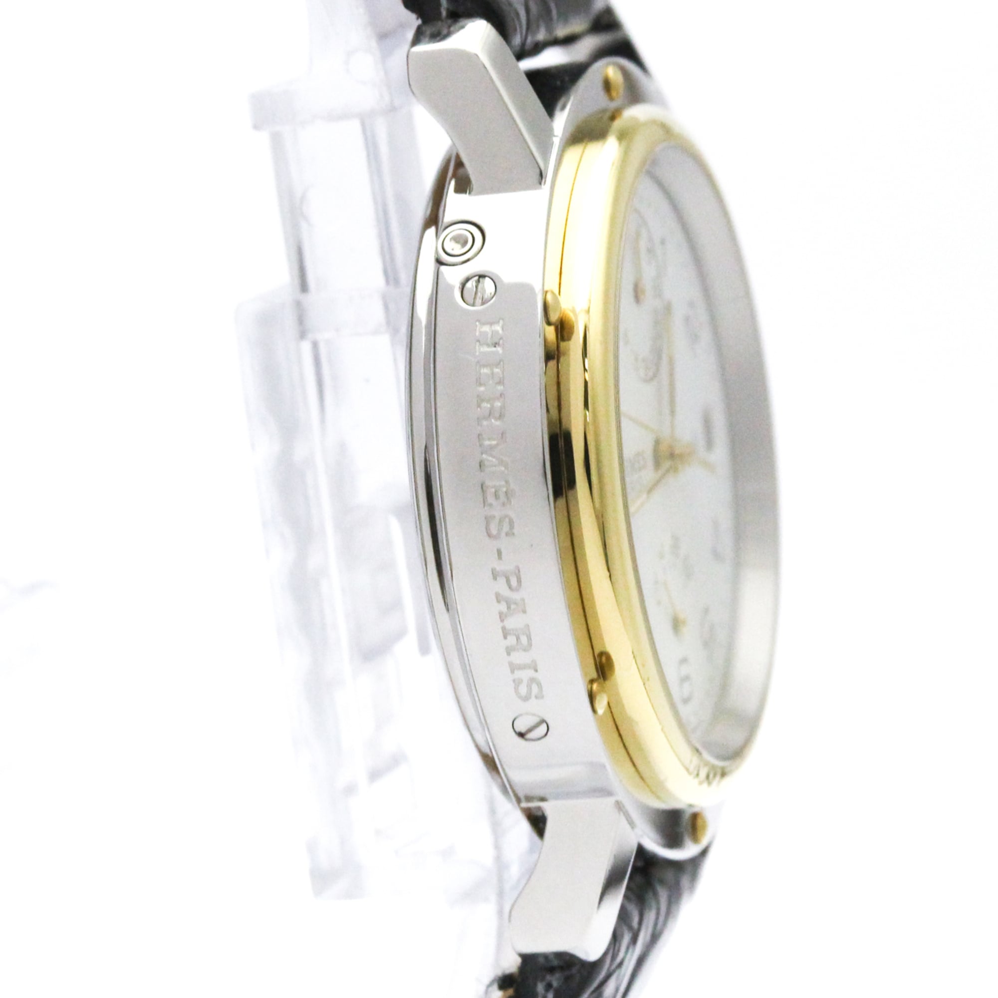 HERMES Clipper Power Reserve Gold Plated Steel Mens Watch CL5.720  Polished — Very Good