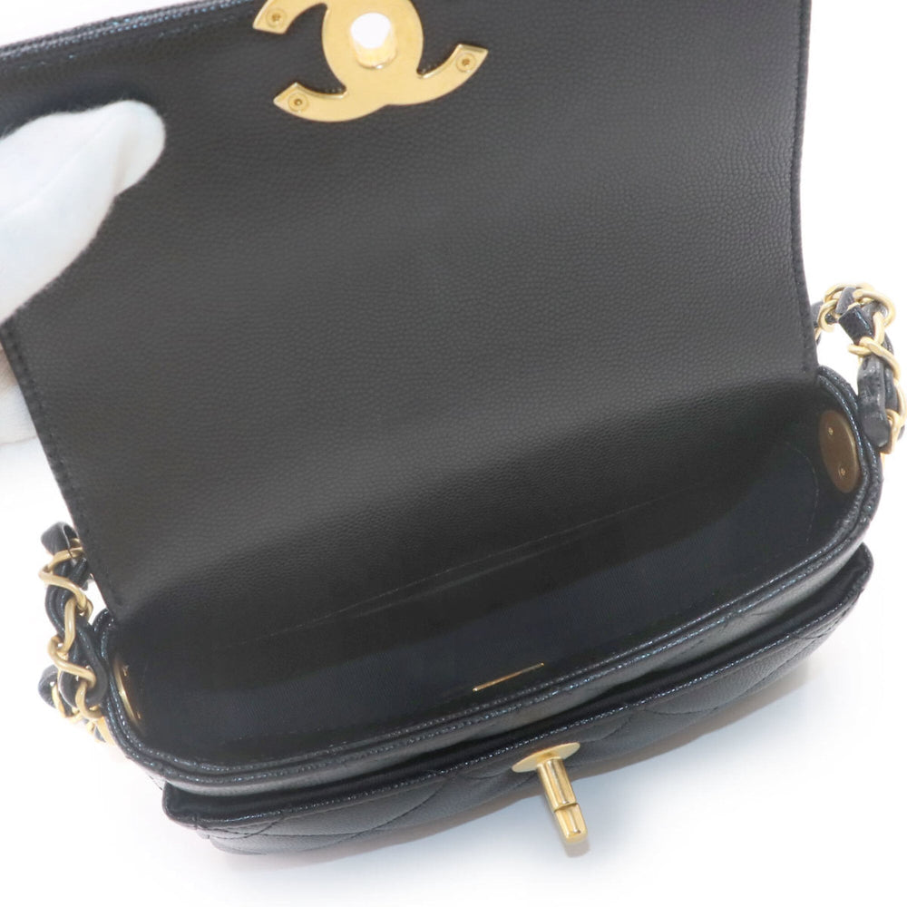 Chanel Matelasse Mini Flap Chain Shoulder Handbag, Caviar Leather, Black with Gold Hardware — New - Store Return