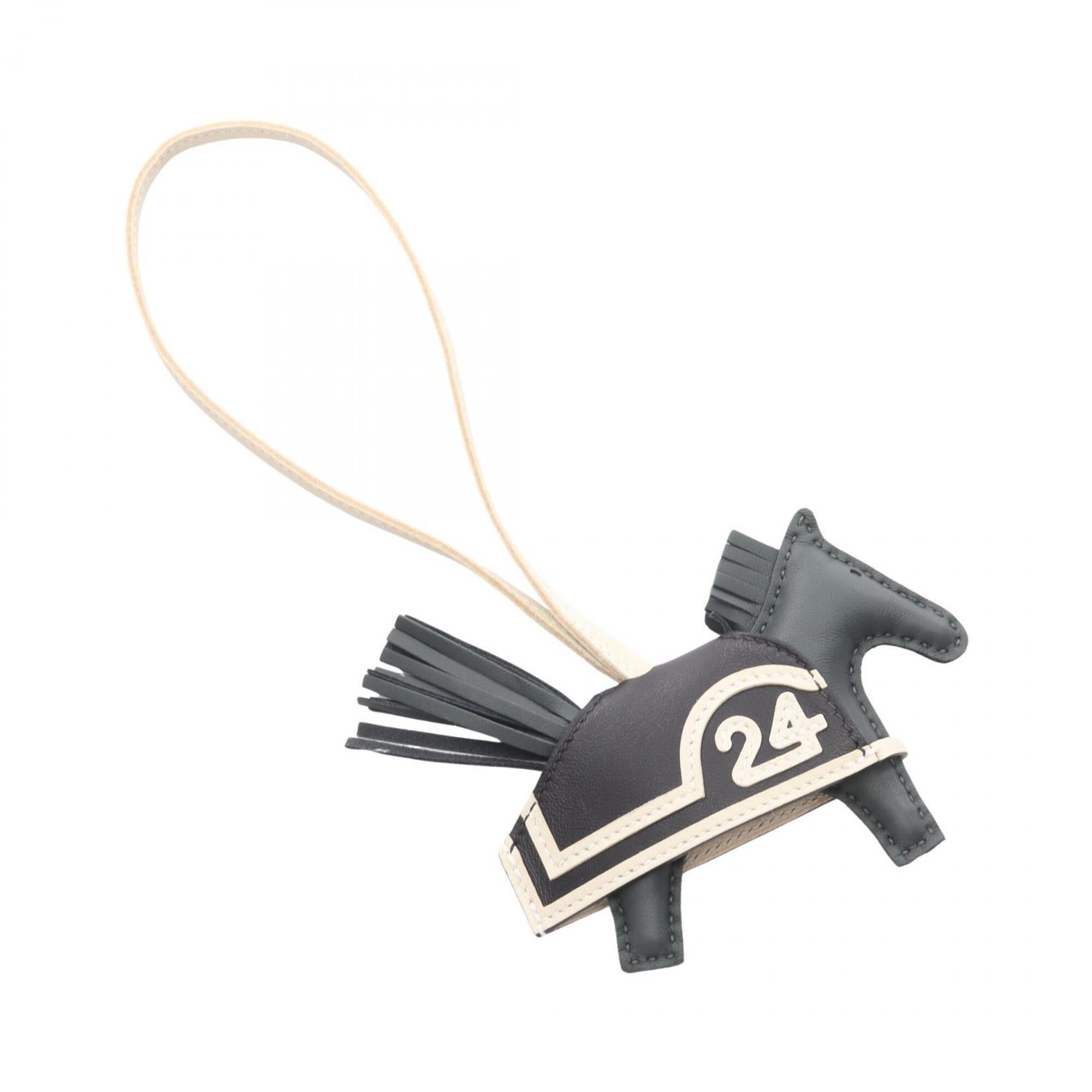 Hermes Rodeo PM Robeo Coeur Charm Accessory Leather Agneau Milo Veau Swift Women's Green Black White Vert Mangrove — New - Store Return