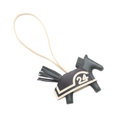 Hermes Rodeo PM Robeo Coeur Charm Accessory Leather Agneau Milo Veau Swift Women's Green Black White Vert Mangrove — New - Store Return