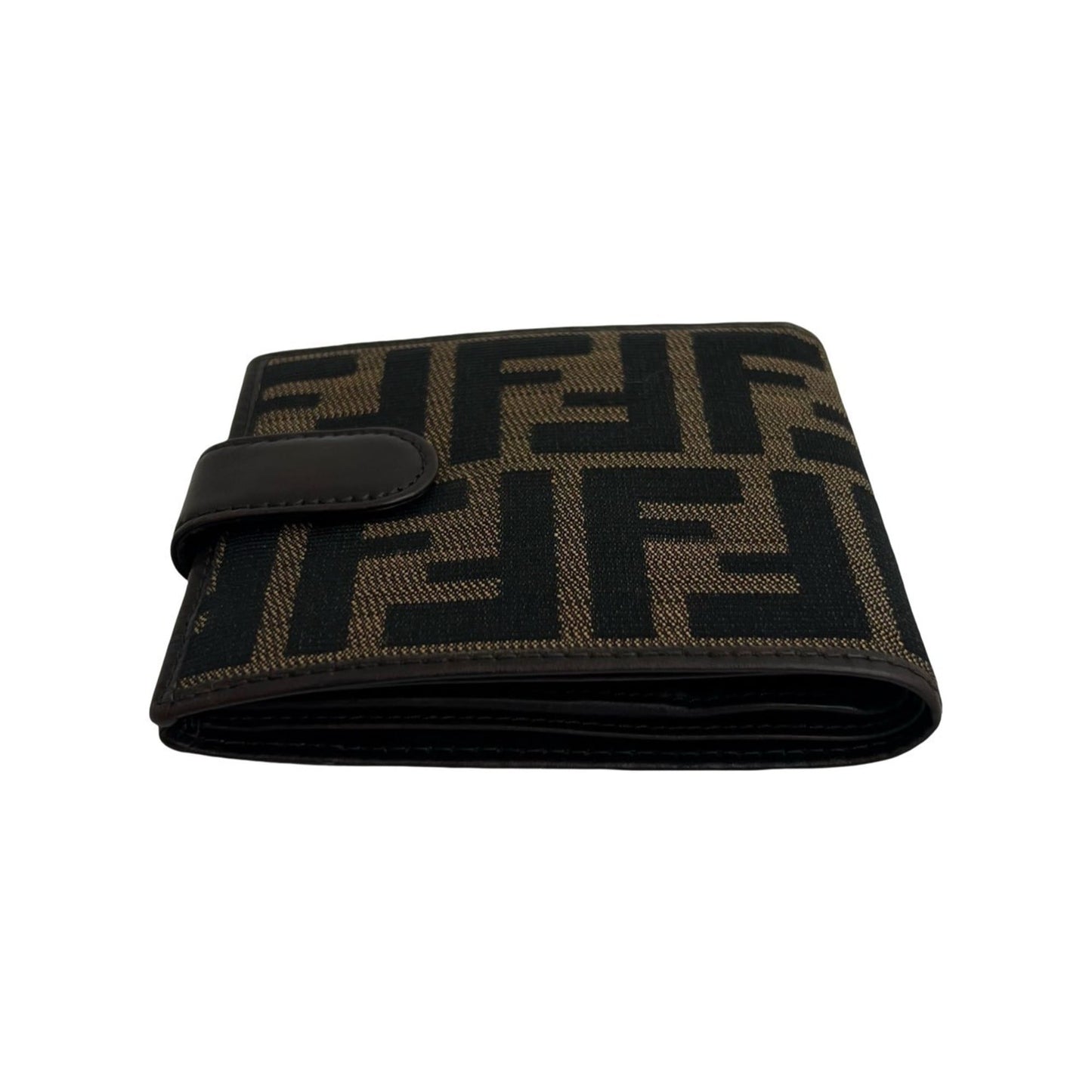 FENDI Zucca FF Pattern Canvas and Leather Bifold Wallet with Mini Card Case, Brown Black, 98030