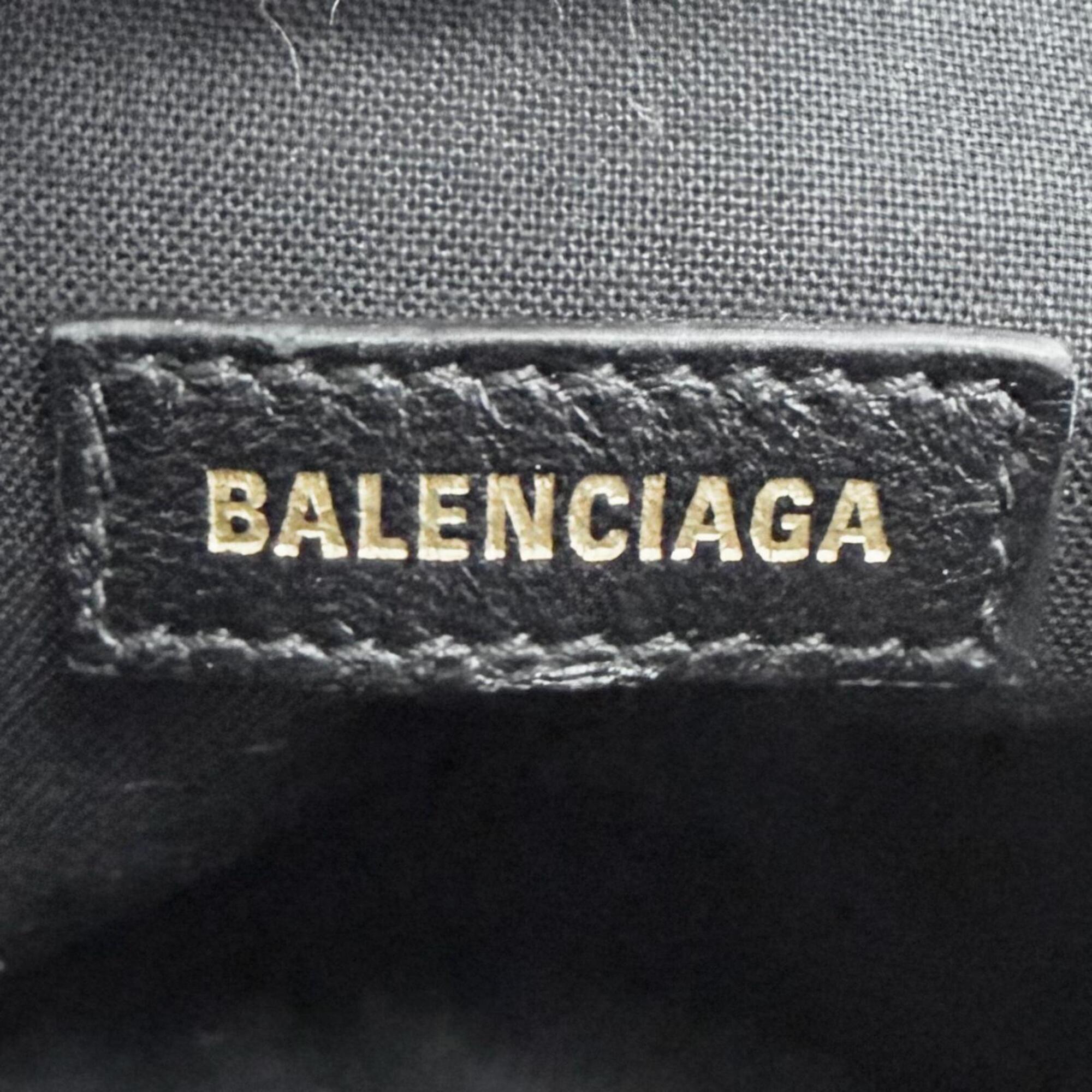 BALENCIAGA 806459 Monaco Arena Calfskin Camera Bag Chain Shoulder Black Antique Gold Hardware Made in Italy Women's — Like New