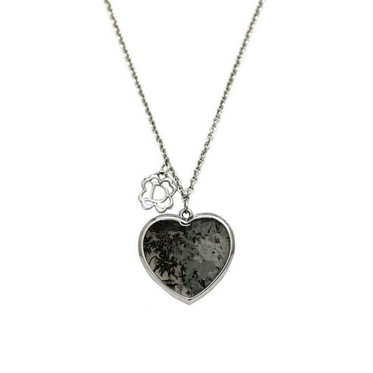 Christian Dior Necklace Silver Heart Metal Women's