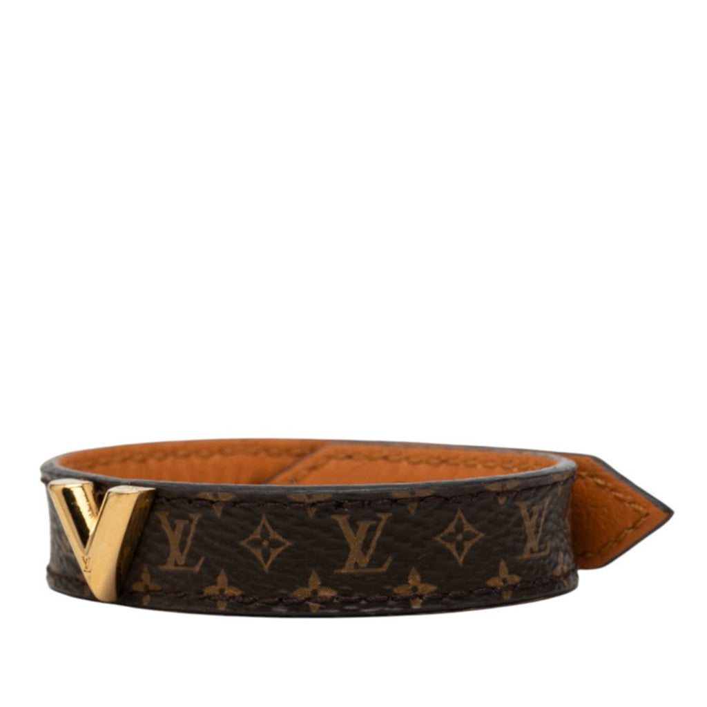 Louis Vuitton Monogram Essential V Bracelet, Size 17, M6042G, Brown Gold Plated, Women's, LOUIS VUITTON