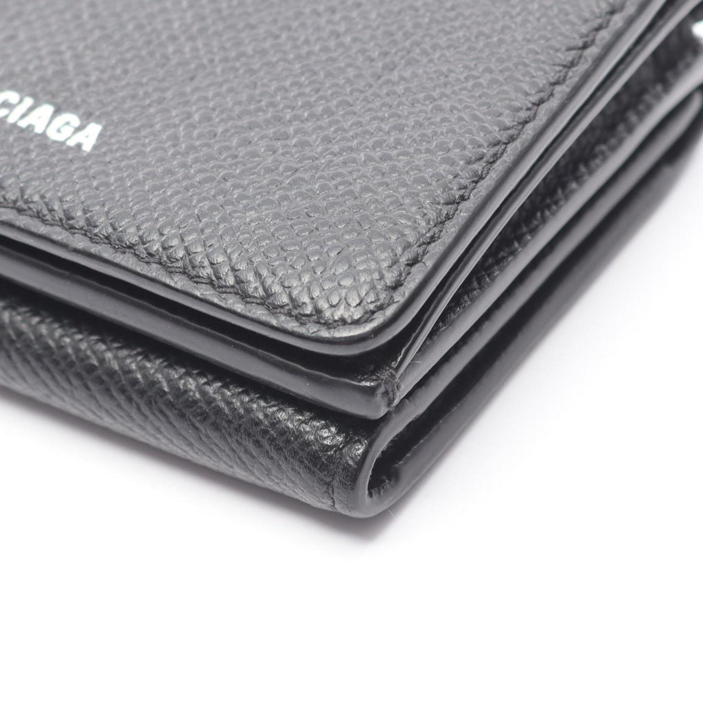 Balenciaga VILLE Tri-fold Wallet, Leather, Women's, Black, 558208