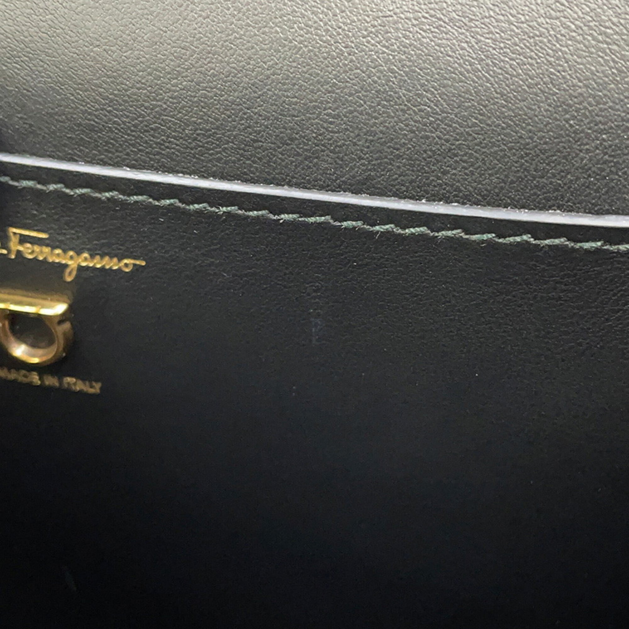 Salvatore Ferragamo Gancini Leather Backpack in Black