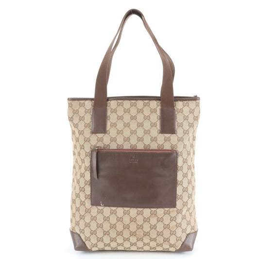 Gucci GG Canvas 019 0401 Leather Tote Bag Shoulder Brown Men's