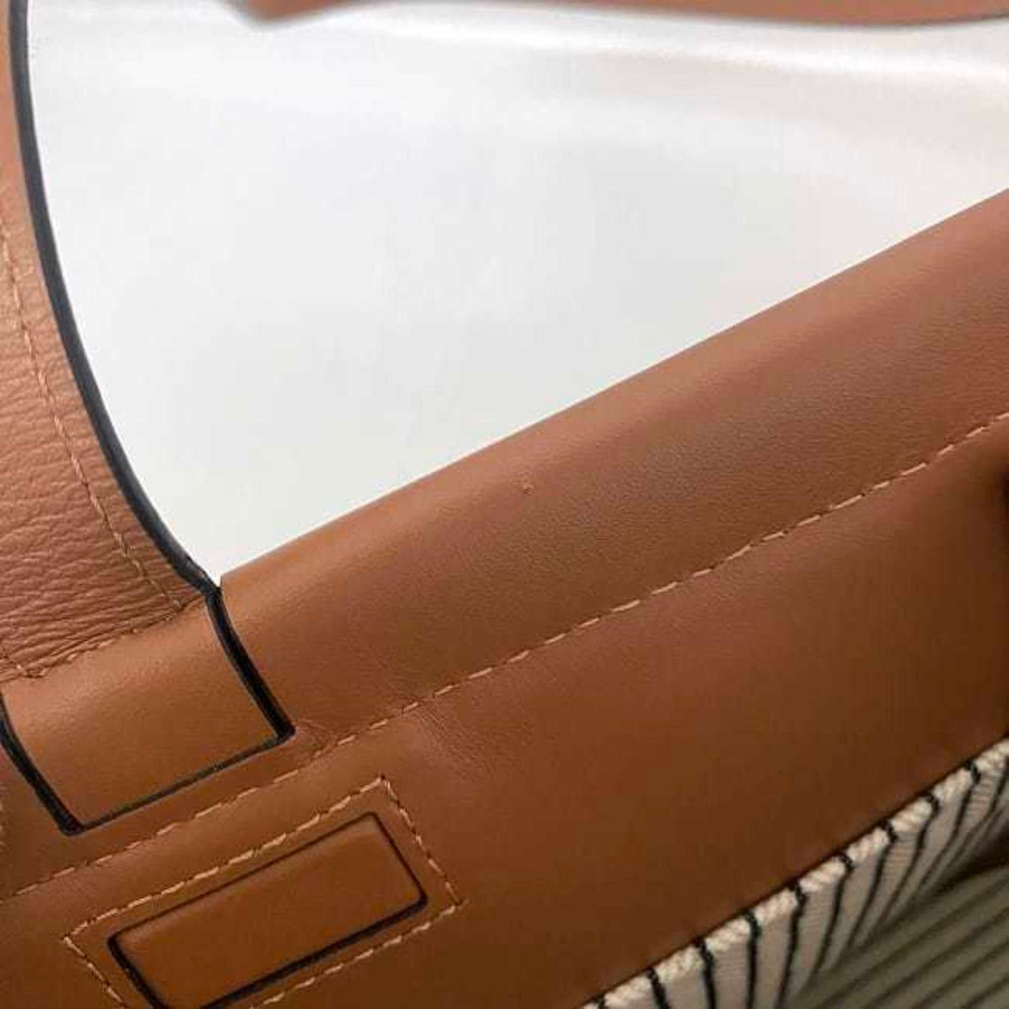 LOEWE Cushion Tote Small Natural Beige Brown Anagram 330.02AB90 Canvas Leather Ladies