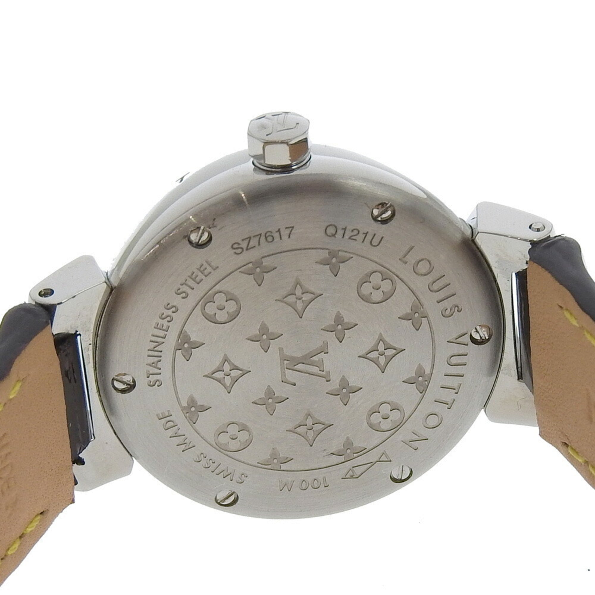 Louis Vuitton Tambour Watch Disc Diamant Amarante Q121U Stainless Steel x Monogram Vernis Diamond Quartz Analog Display Amarant Dial Women's — Good
