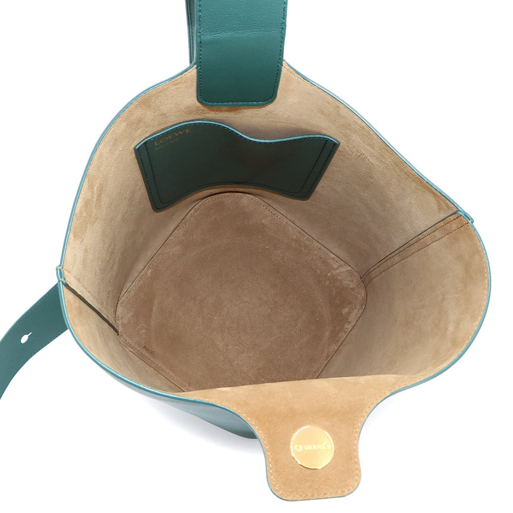 Loewe Pebble Bucket Bag Medium Shoulder Handbag Leather Green Gold Hardware — Like New