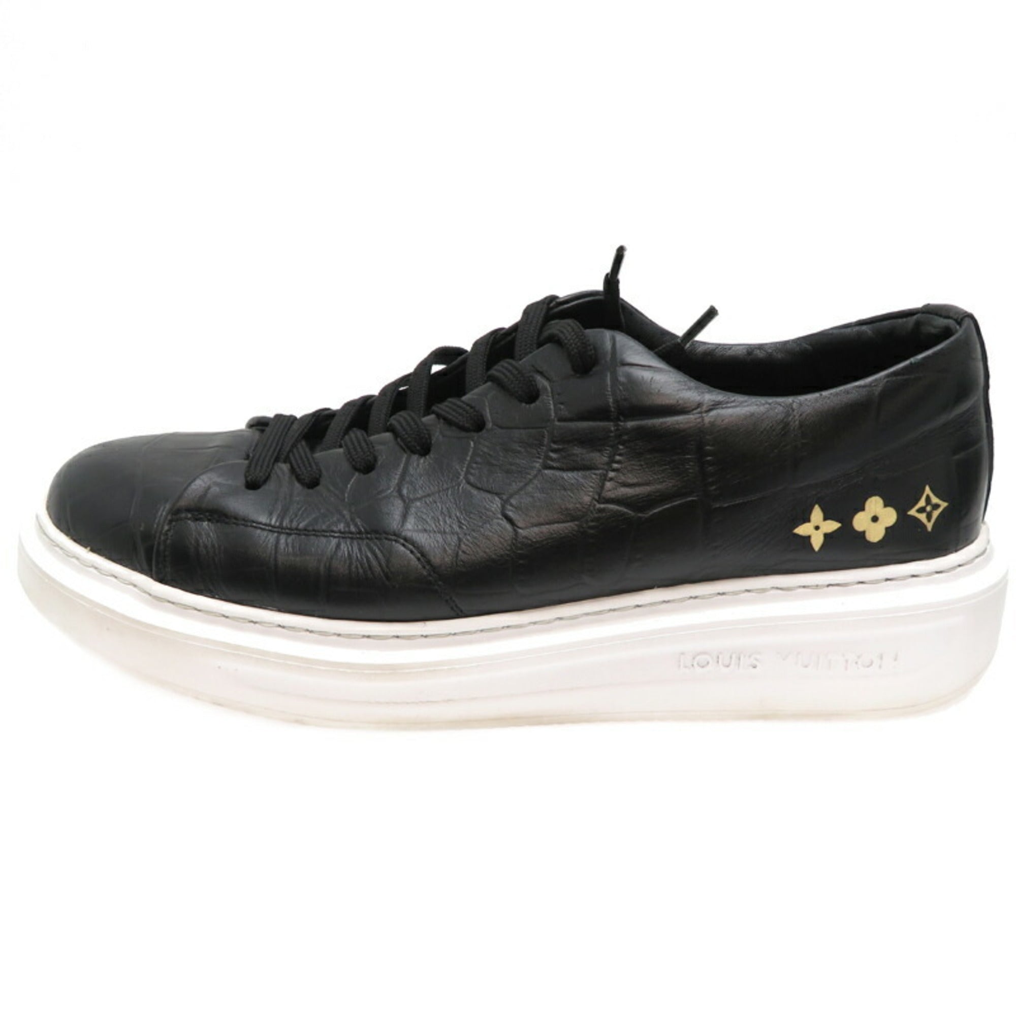 Louis Vuitton #6 25cm Beverly Hills Line Men's Sneakers 1OXI Leather Noir Black