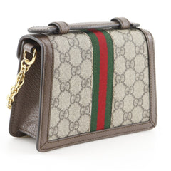 Gucci Ophidia Shoulder Bag, Sherry Line Mini Chain 696180, GG Supreme Canvas, Brown, 2-way, Flap, Women's — Like New