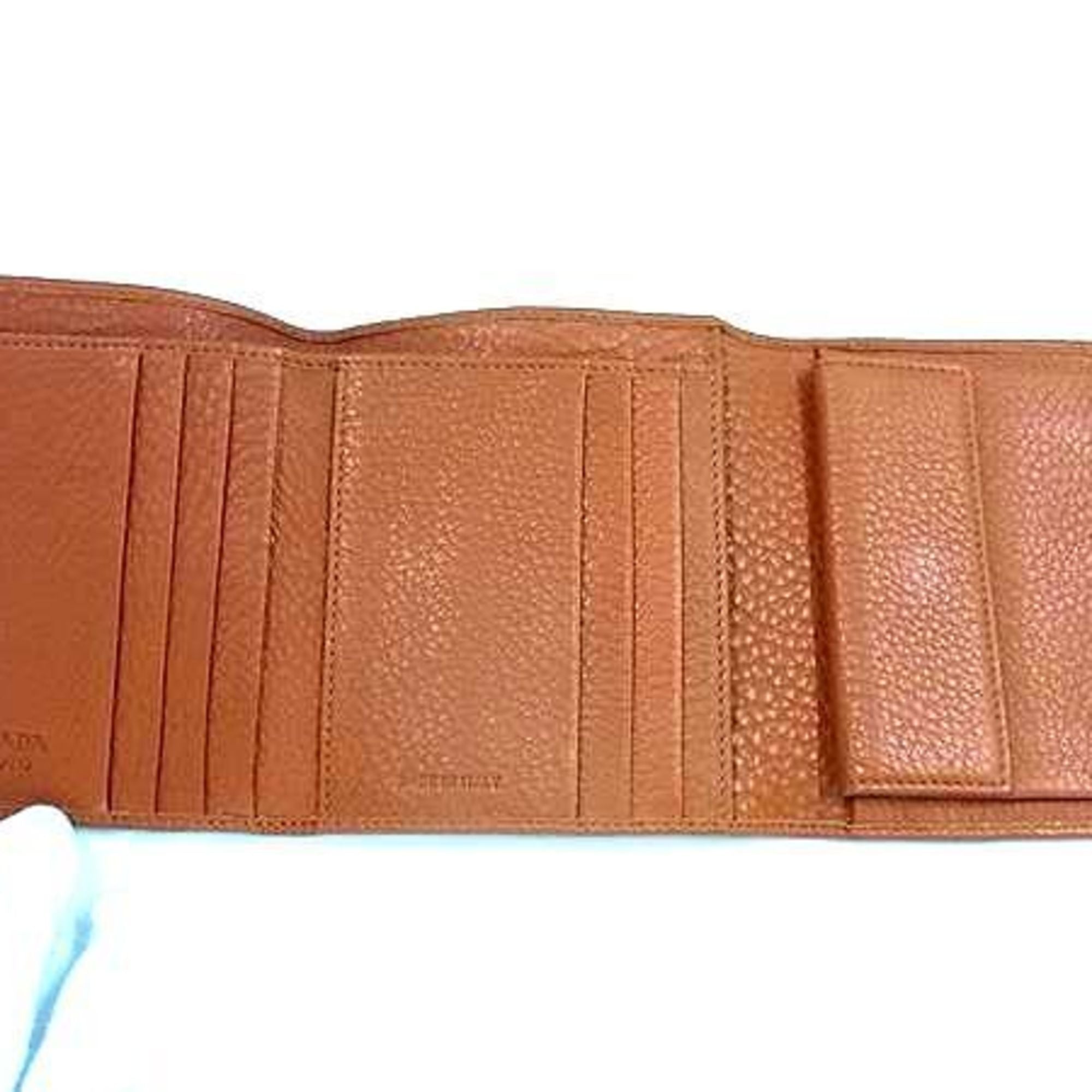 PRADA Prada Wallet 1M0176 Brown Leather Women's Tri-fold