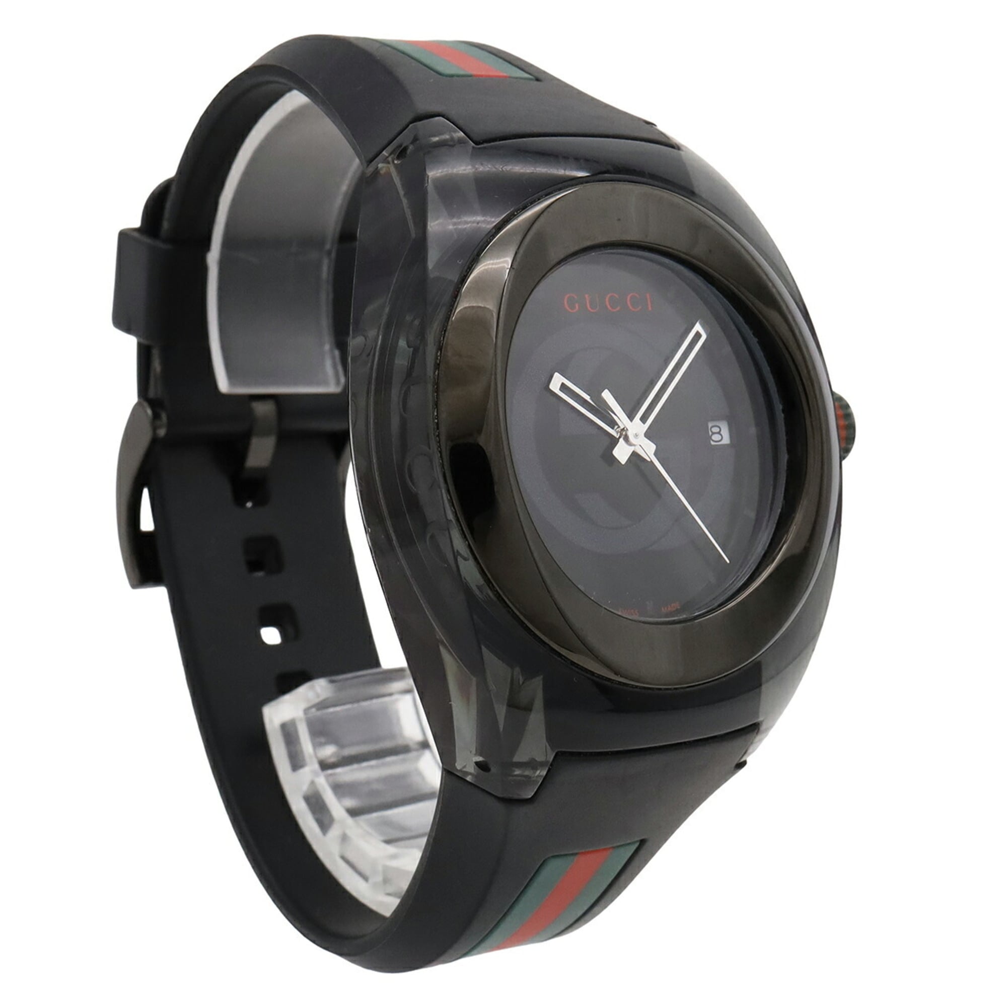 GUCCI Sync Interlocking G Sherry Grey Dial Stainless Steel Rubber Men's Quartz Watch 137.1 YA137107A — Good