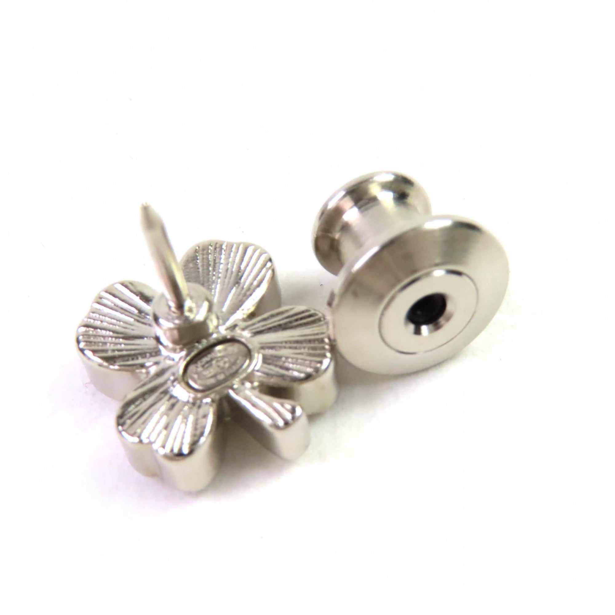 CHANEL A22P Coco Mark Icon Rhinestone No. 5 Clover Bottle Pins/Brooch Set of 3, Silver, with Box, Made in France, Women's — Like New