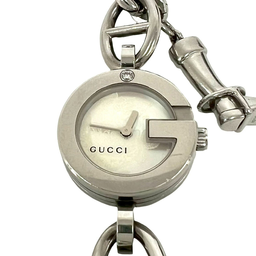 GUCCI Gucci Logo Charm Stainless Steel Quartz Wristwatch Silver 37369 — Good