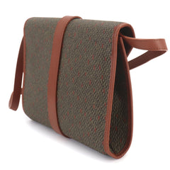Yves Saint Laurent 2-way Shoulder Clutch Handbag, Leather, Brown/Green, Gold Hardware — Like New