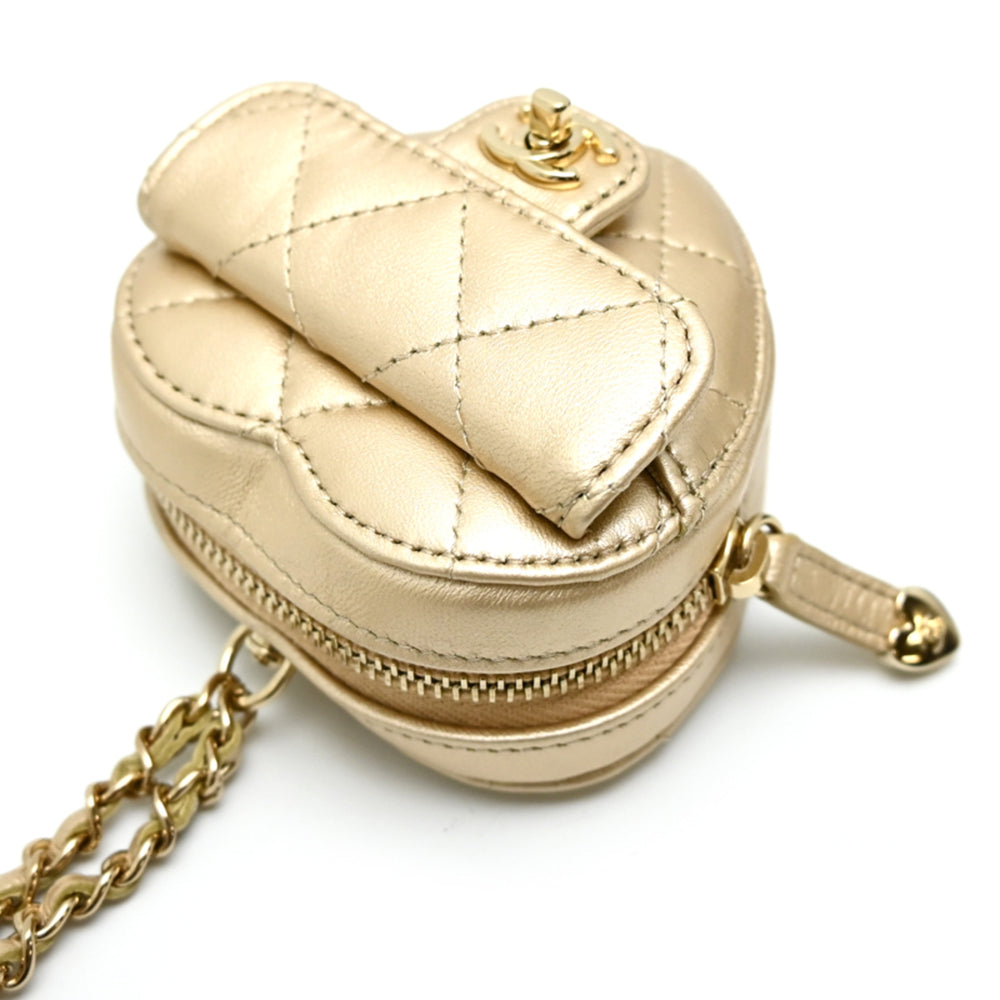 Chanel Matelasse Coco Mark Mini Heart Chain Shoulder Bag with Gold Hardware, Women's Coin Case, AP2783, Lambskin — New - Store Return