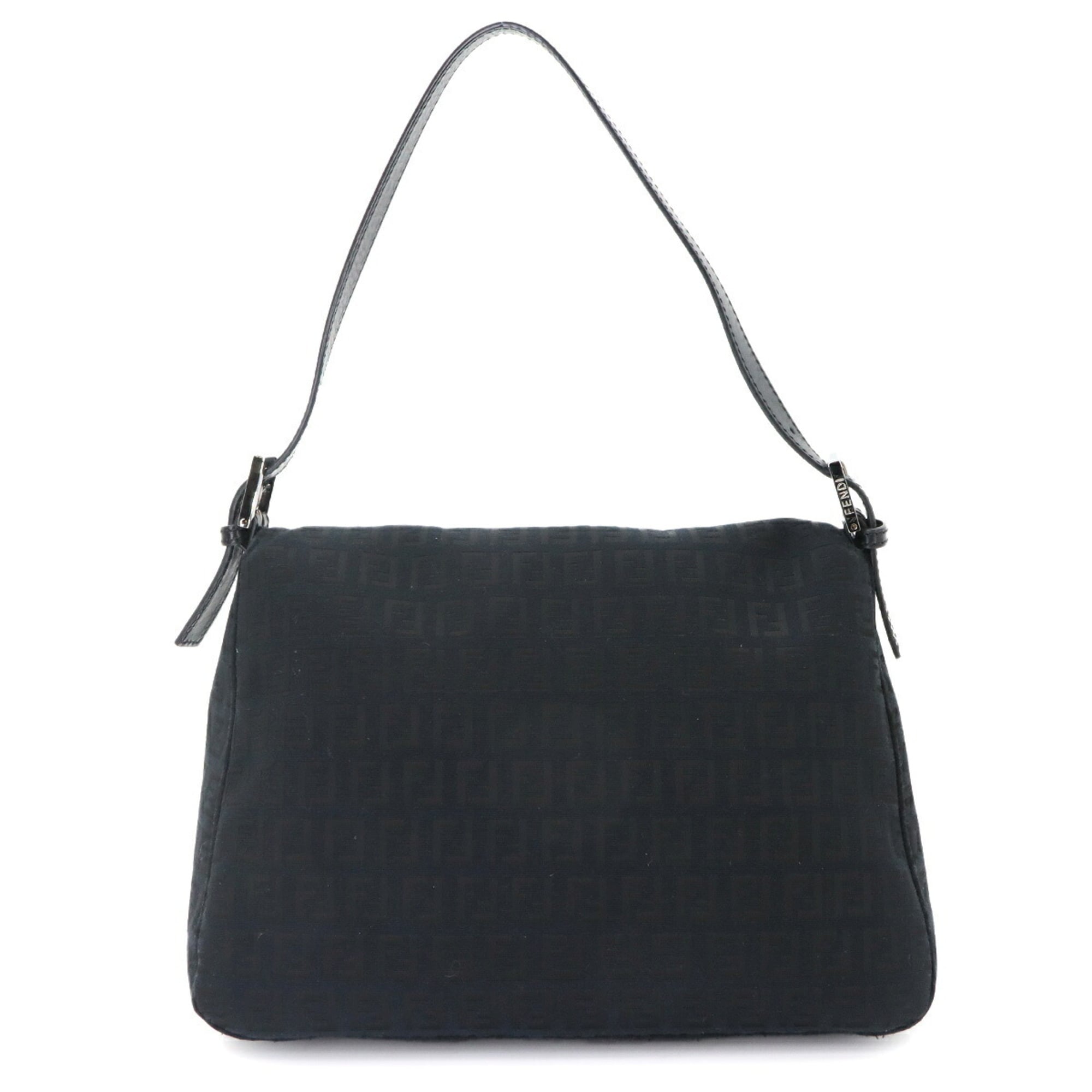 Fendi Zucchino Mamma Baguette Shoulder Handbag, Canvas, Black, 8BR001, Silver Hardware — Like New