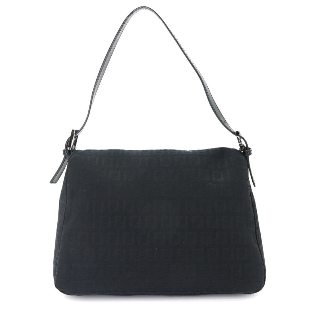 Fendi Zucchino Mamma Baguette Shoulder Handbag, Canvas, Black, 8BR001, Silver Hardware — Like New