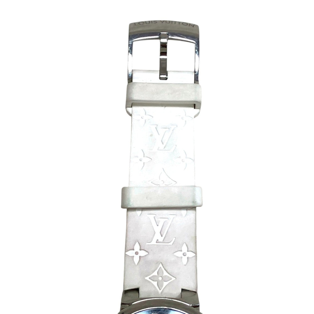 Louis Vuitton Tambour Slim Watch, Total Weight 51g, Stainless Steel, Rubber Strap, Quartz Movement, Black Dial, QA144 — Good