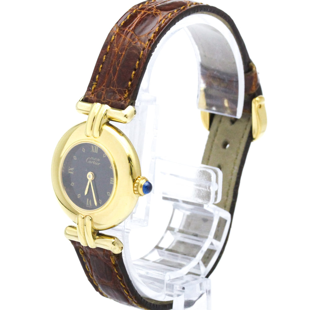 CARTIER Must Colisee Gold Plated Leather Quartz Ladies Watch 590002 — Good