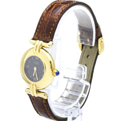 CARTIER Must Colisee Gold Plated Leather Quartz Ladies Watch 590002 — Good