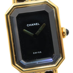 Chanel CHANEL Première M Watch, Gold Plated Leather, Women's, Black, H0001 — Very Good