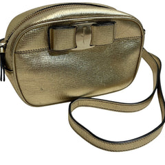 Salvatore Ferragamo Vara Ribbon Camera Shoulder Bag AU-21 H498 Gold Color Women's — Like New