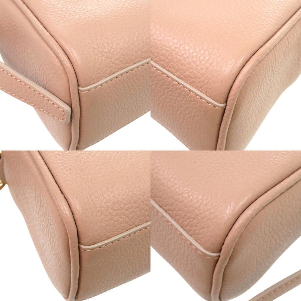 Salvatore Ferragamo Gancini EE 21 8372 Leather Shoulder Bag in Pink Beige with Gold Hardware (Product Code: 0927)