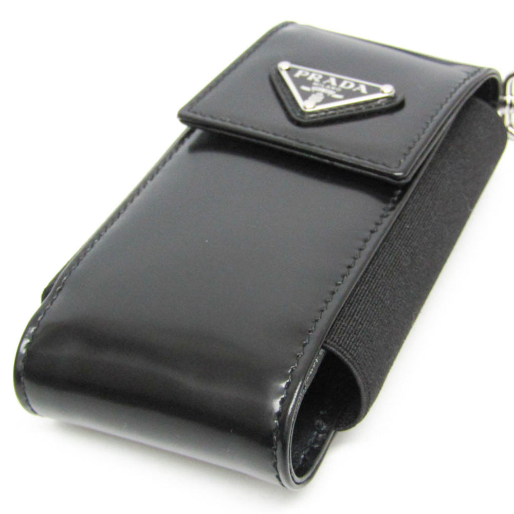 Prada Triangle Logo Phone Pouch Men,Women Leather Pouch Black — Like New