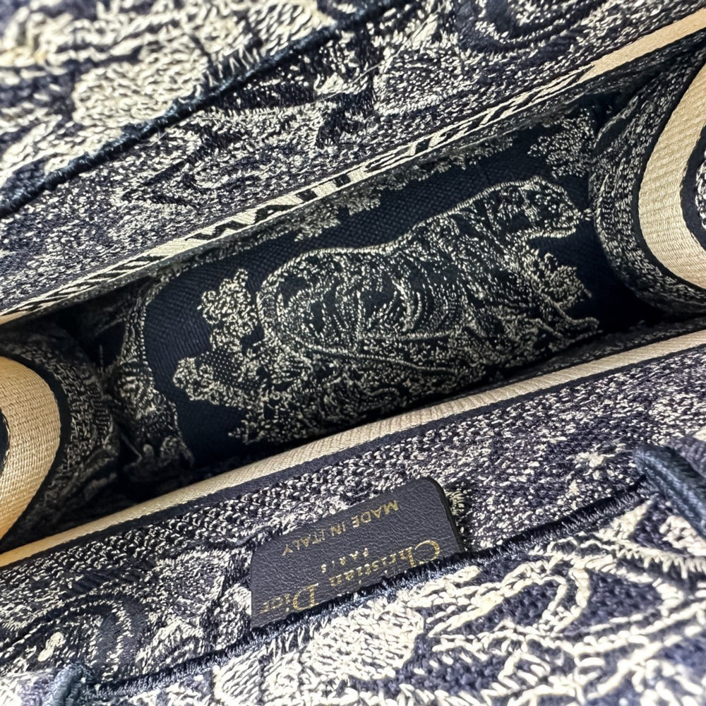 Christian Dior Toile de Jouy Book Tote Canvas Embroidered Handbag Small 50-MA-1221 Navy Women's — Like New