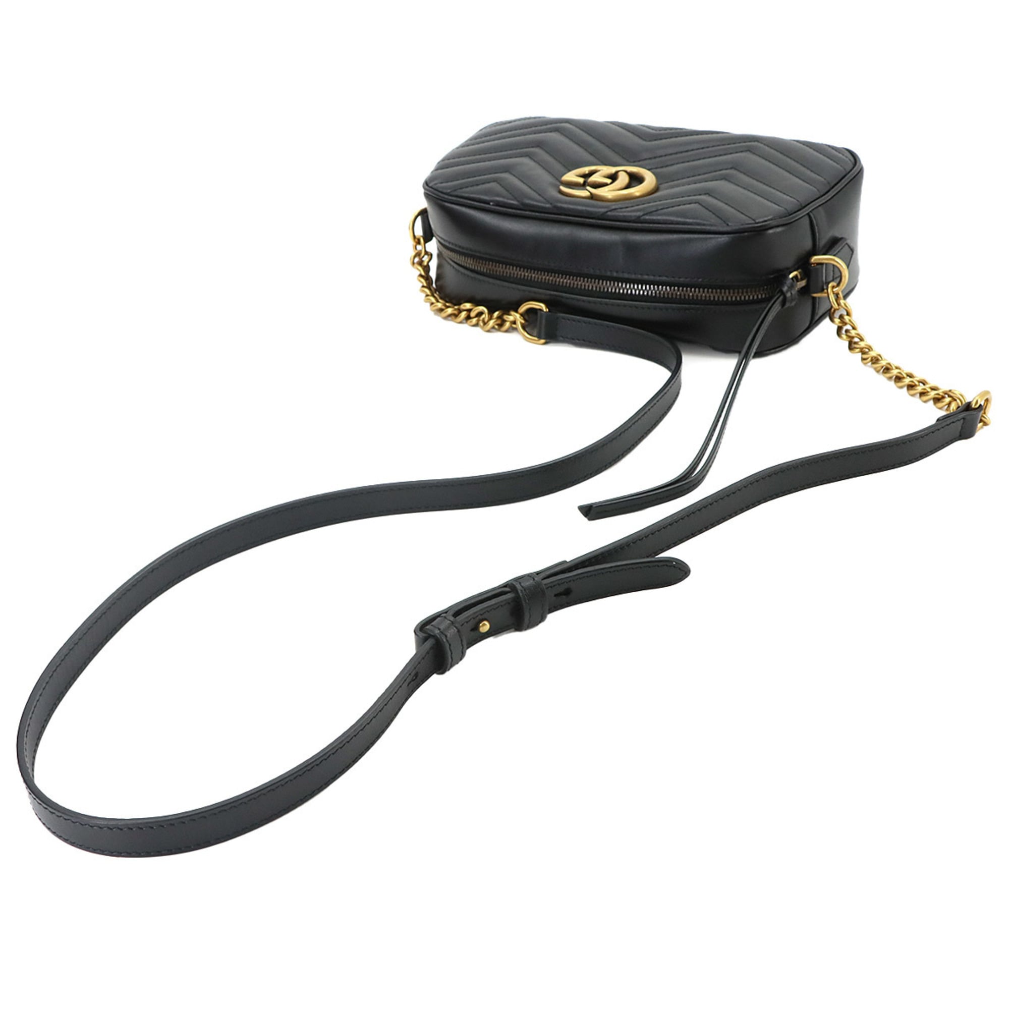 Gucci GG Marmont Chain Shoulder Handbag, Leather, Black, 447632 Bag — New - Store Return