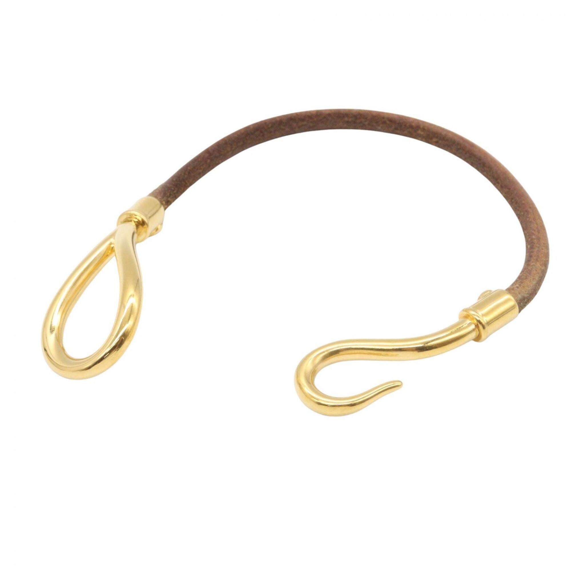 Hermes Jumbo Bracelet, Gold Plated Leather Women's, Gold/Brown Tones — Like New