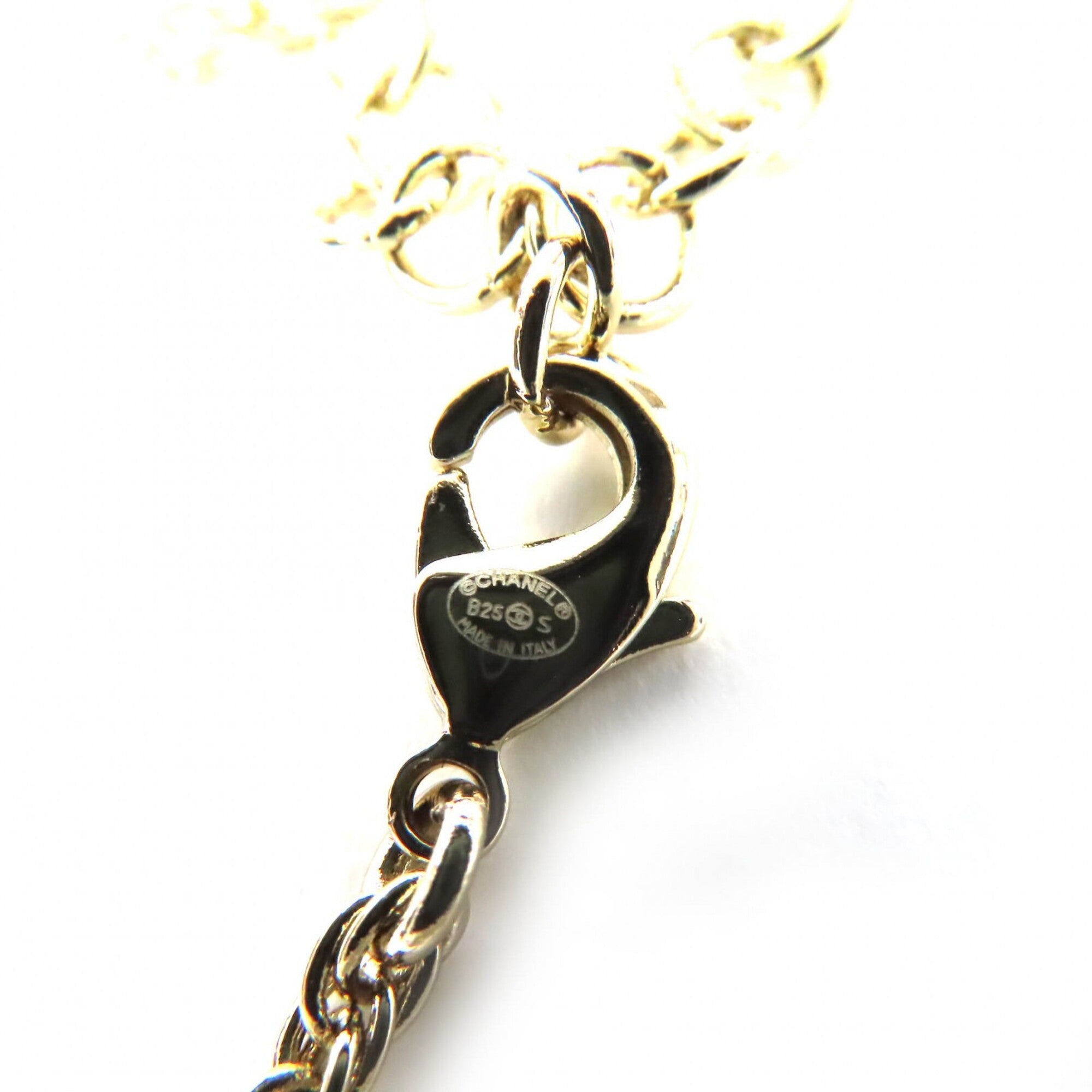 CHANEL (2025 model) B25S Coco Mark Rhinestone Chain Necklace, Gold, with Box, Women's — Like New