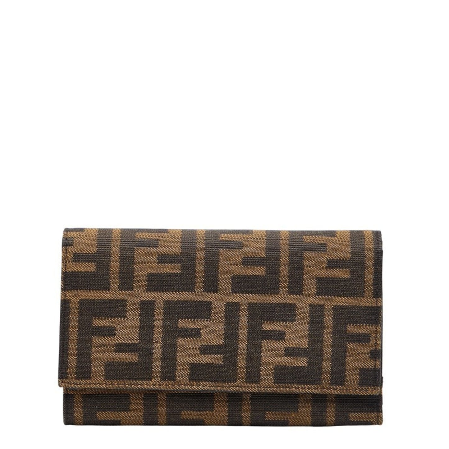 Fendi Zucca Tri-fold Wallet 8M0011 Brown/Black Canvas Women's FENDI