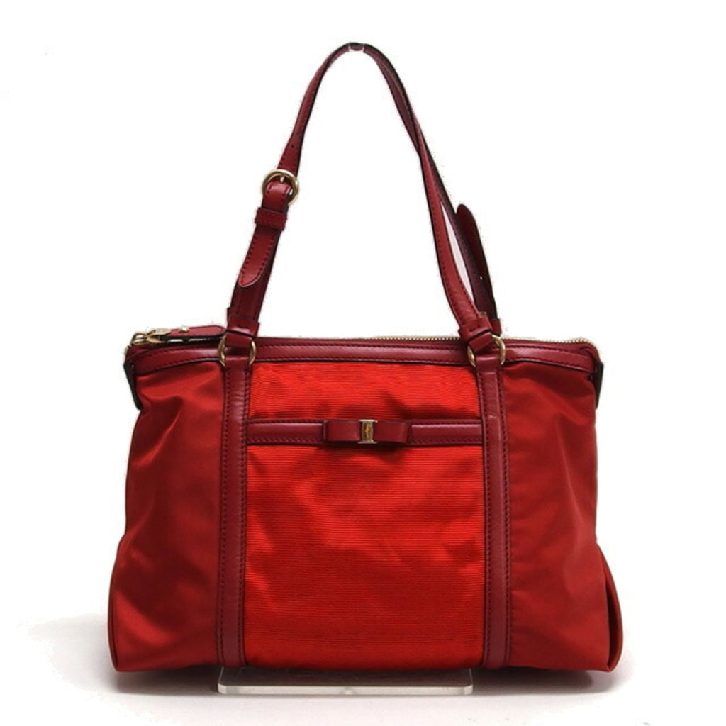 Salvatore Ferragamo Vara Ribbon Nylon Tote Bag Red